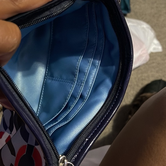 Blue multi monogrammed Coach wallet wristlet used a few times - Picture 4 of 7